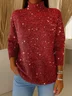 Women's Christmas Print Casual Turtleneck Long Sleeve Sweater