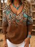 V Neck Wild West Simple Loose Knit Top