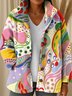 Women's Printed Casual Loose Cardigan Flannel Jacket