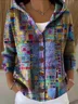 Women's Abstract Print Hooded Button Cardigan