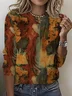 Women's Long Sleeve T-shirt Spring/Fall As Picture Abstract Printing Jersey Crew Neck Daily Going Out Casual Top