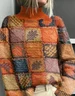 Women's Maple Leaf Print Casual Turtleneck Long Sleeve Sweater
