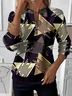 Women's Abstract Print Casual Zipper Long Sleeve Sweatshirt