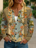 Women's Floral Print Crew Neck Button Cardigan