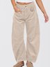 Women's  Elastic Waist H-Line Corduroy Pants Daily Going Out Pants Beige Casual Split Joint Plain Spring/Fall Pants