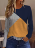 Women's Long Sleeve T-shirt Spring/Fall As Picture Contrast Stitching Printing Jersey Crew Neck Daily Going Out Casual Top