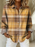 Women's Long Sleeve Shirt Spring/Fall As Picture Plaid Buckle Shirt Collar Regular Sleeve Daily Going Out Casual Top