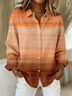 Women's Long Sleeve Shirt Spring/Fall Orange Abstract Buckle Shirt Collar Regular Sleeve Daily Going Out Casual Top