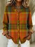 Lace Collar Loose Plaid Vintage Shirt