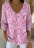 Geometric Casual Regular Fit V Neck Sweater