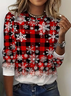 Women's Long Sleeve T-shirt Spring/Fall Red Christmas Printing Jersey Crew Neck Daily Going Out Casual Top