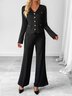 V Neck Casual Cotton Two-Piece Set