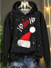 Christmas Hat Hoodie Casual Printing Hoodie