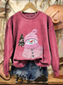 Printing Crew Neck Christmas Snowman Casual Sweatshirt
