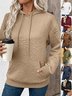 Casual Loose Jacquard Texture Elastic Drawstring Hooded Women's Sweatshirt