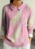 Geometric Regular Fit Shawl Collar Casual Sweater