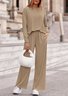 Casual Regular Fit Plain Crew Neck Two-Piece Set