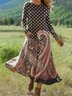 Loose Ethnic Vintage Crew Neck Dress With No