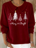 Women's Casual Printed Lapel Christmas Tree Sweater