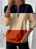 Women's Colorblock Printed Casual Zipper Long Sleeve Sweatshirt