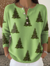 Women's Christmas Print Classic Casual Knit Button Sweater