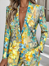 Lady Romance Floral Regular Fit Lapel Collar Blazer