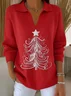 Women's Classic Casual Christmas Print Lapel Sweater