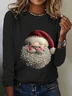 Women's Long Sleeve T-shirt Spring/Fall Black Christmas Printing Jersey Crew Neck Daily Going Out Casual Top