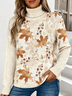 Maple Leaf Turtleneck Casual Sweater