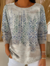 Crew Neck Simple Printing Abstract Sweater