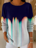 Crew Neck Printing Casual Abstract Sweater