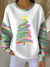 Casual Christmas Tree Printing Sweatshirt