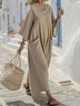 V Neck Loose Casual Sweater Dress With No