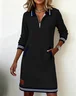 Multicolor Block Shawl Collar Casual Loose Dress With No