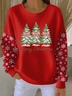 Printing Christmas Snowflake Crew Neck Casual Sweatshirt
