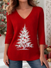 Casual Loose V Neck Christmas Knit Top