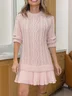 Women's Long Sleeve Autumn Pink Geometric Split Joint Crew Neck Daily Going Out Sexy Mini A-Line Sweater Dress