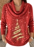 Printing Casual Cowl Neck Christmas Sweater