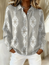 Women's Retro Abstract Casual Collared Button Cardigan