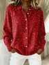 Women's Retro Christmas Print Casual Collar Button Cardigan