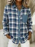 Vintage Loose Shawl Collar Plaid Shirt