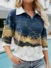 Casual Loose Shawl Collar Gradient Pattern Sweater