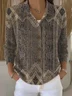 Women's Abstract Print Casual Button-Down Collar Cardigan