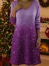 Holiday Comfortable Cashmere Long-Sleeved V-Neck Dress