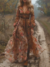 Floral Boho Regular Fit V Neck Dress With No