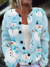 Crew Neck Christmas Snowman Printing Vintage Cardigan