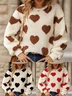 Heart/Cordate Puff Sleeve Loose Sports Sweatshirt