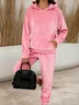 Casual Hoodie Loose Pleuche Two-Piece Set