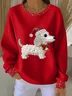 Crew Neck Christmas Dog Printing Casual Sweatshirt