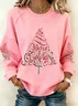 Women's Retro Christmas Tree Faith Print Casual Sweatshirt